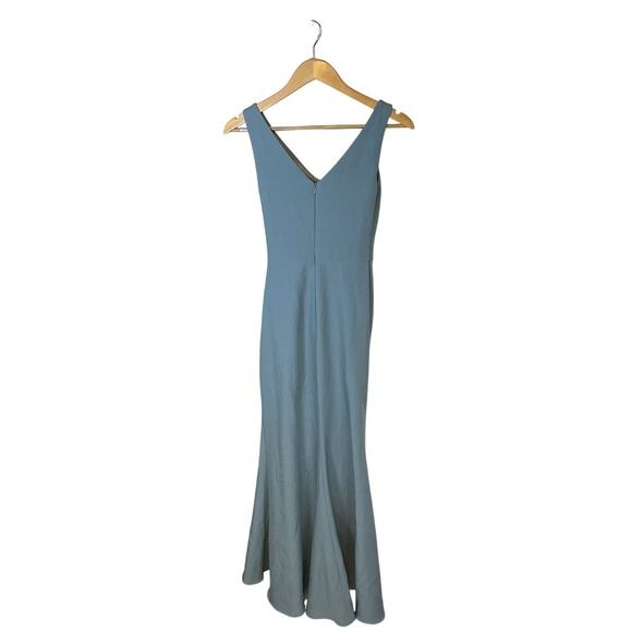 REVELRY French Blue Dawson Crepe Long Sleeveless Formal Bridesmaid Gown Dress 0 - Picture 7 of 12